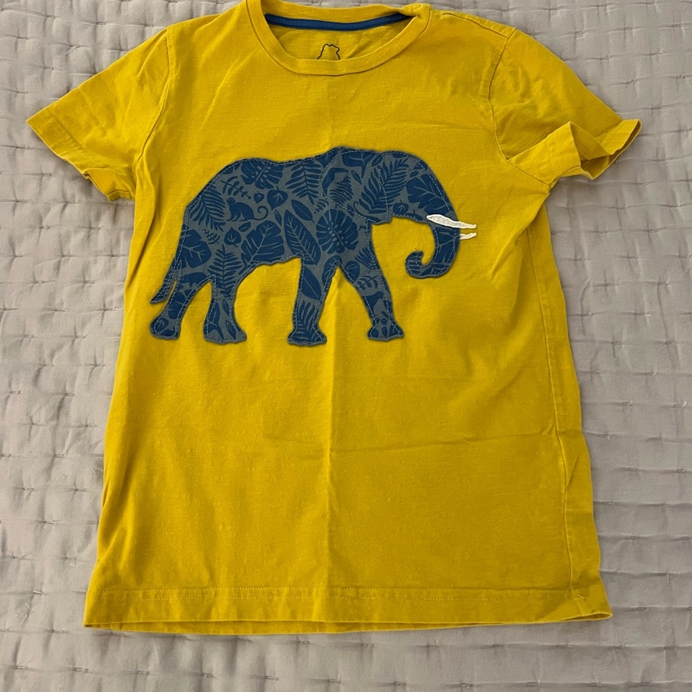Mini Boden Elephant Appliqué Graphic T-Shirt Size 7-8